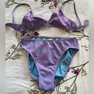 Purple iridescent j Crew 2-piece bathing suit
